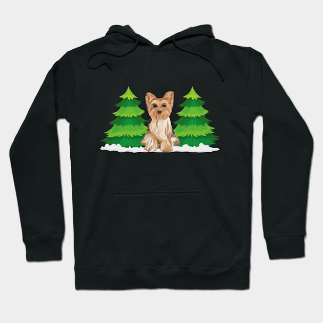 christmas yorkshire terrier dog Hoodie by Éléonore Royer